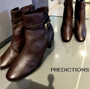 PREDICTIONS, MEDIUM CHOCOLATE BROWN  ,  8.5 LEATHER  DRESS BOOTIES, NEW